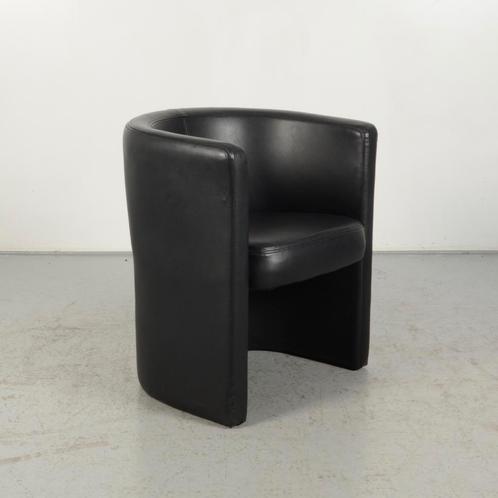 Fauteuil Frontseat - Zwart leder, Huis en Inrichting, Fauteuils, Gebruikt, Ophalen of Verzenden