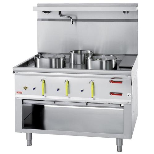 Wok-fornuis | 3 Branders + Watergordijn | 23.8kW + 11.25kW, Zakelijke goederen, Horeca | Keukenapparatuur, Nieuw in verpakking
