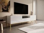 TV-Meubel wit hoogglans staand gouden details 190cm, Maison & Meubles, Armoires | Mobilier de télévision, Verzenden