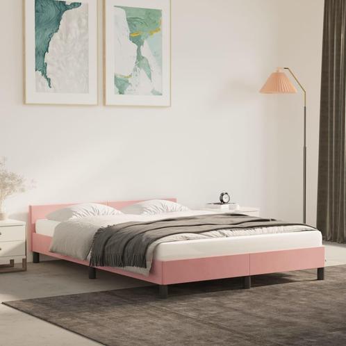 vidaXL Cadre de lit avec tête de lit Rose 140x190 cm, Huis en Inrichting, Slaapkamer | Bedden, Verzenden