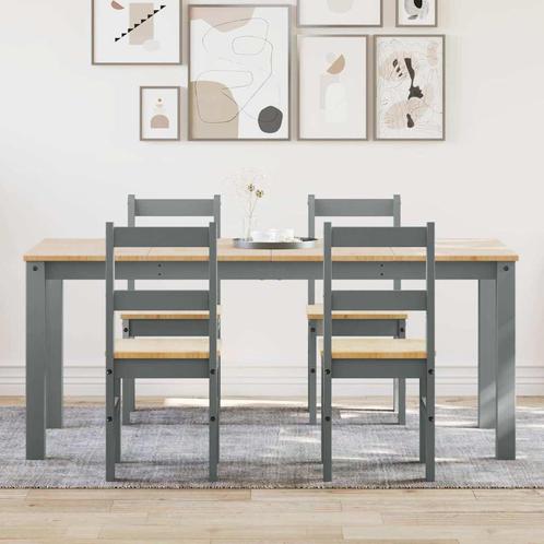 vidaXL 5-delige Eetset Panama massief grenenhout grijs, Huis en Inrichting, Complete eetkamers, Nieuw, Verzenden