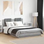 vidaXL Bedframe met hoofdeinde bewerkt hout grijs sonoma, Huis en Inrichting, Slaapkamer | Bedden, Verzenden, Nieuw