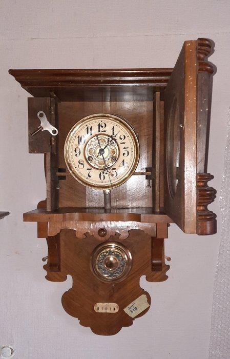 Regulateur wandklok - Junghans - Vintage Hout, messing,, Antiek en Kunst, Antiek | Klokken