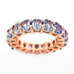 Ring - 14 karaat Roségoud - 8.00ct. tw. Saffier, Handtassen en Accessoires, Ringen, Nieuw