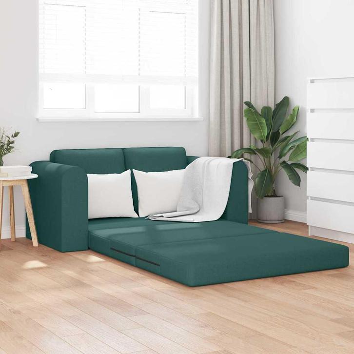 vidaXL Slaapbank Donkergroen 148 x 71 x 83 cm Stof, Huis en Inrichting, Zetels | Zetels, Nieuw, Verzenden