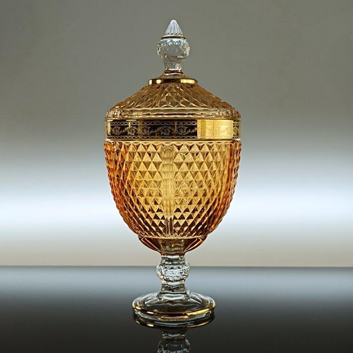 SECOLOVENTESIMO - Koekjesdoos - Amber Gold 02 Snoeppot - 24, Antiek en Kunst, Antiek | Glaswerk en Kristal