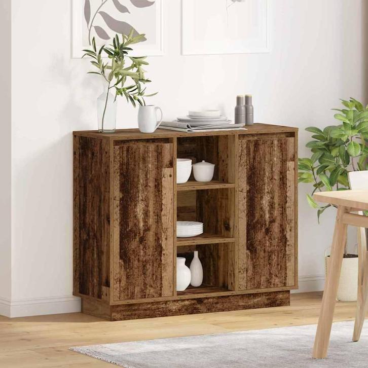 vidaXL Dressoir met plank Oud Hout 90 x 32 x 75 cm Bewerkt, Huis en Inrichting, Tafels | Kaptafels, Nieuw, Verzenden