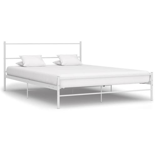 vidaXL Cadre de lit Blanc Métal 140 x 200 cm, Maison & Meubles, Chambre à coucher | Lits, Neuf, Envoi