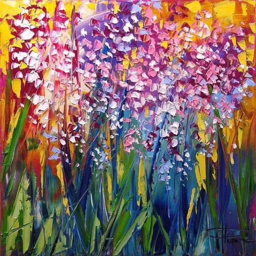 Olivier Pfleger - Lythrum  violette sauvage, Antiek en Kunst, Kunst | Schilderijen | Modern