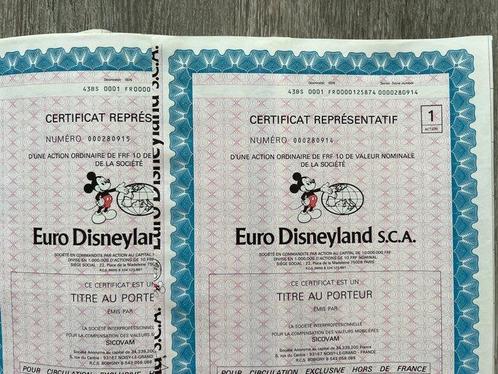 Disney - Euro Disneyland - 3 - Certificat Représentatif Euro, Verzamelen, Disney