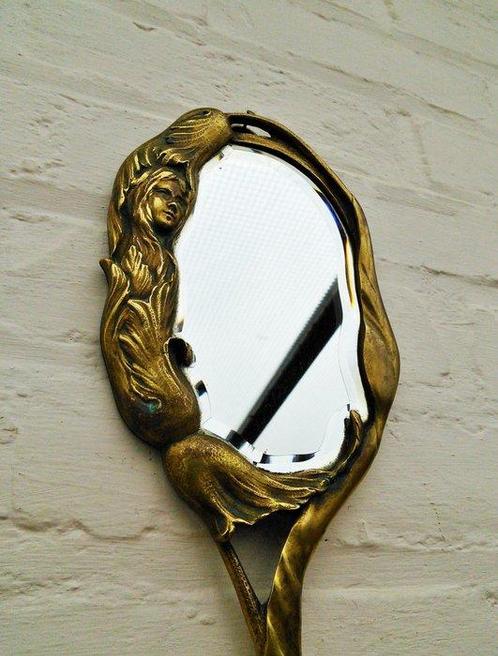 Ch. Marchand - Miroir à main - Bronze, Facette en verre, Antiek en Kunst, Kunst | Designobjecten