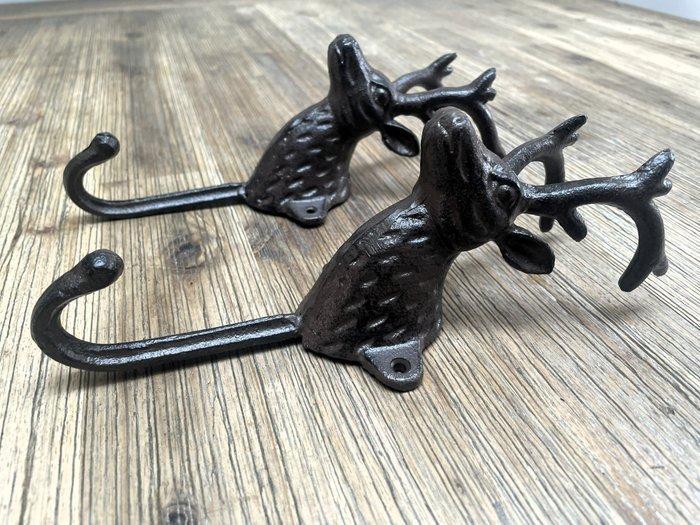 Hertenkop - Set kapstokhaken (2) - Gietijzer, Antiek en Kunst, Curiosa en Brocante