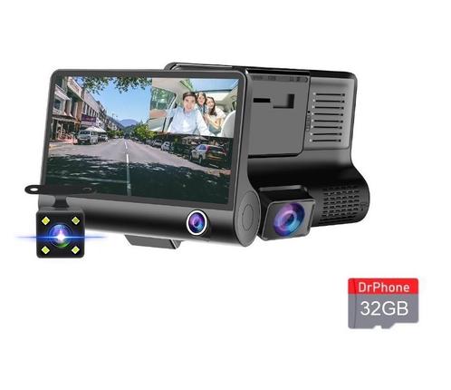 DrPhone DASH2 - DashCam Video CarDVR – Nachtzicht - 3 Lens, Auto diversen, Dashcams, Nieuw, Verzenden