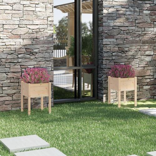 vidaXL Plantenbakken 2 st 50x50x70 cm massief grenenhout, Tuin en Terras, Bloempotten, Nieuw, Verzenden