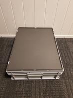 80x60x23 Kunststof bak met deksel grijs PP vlakke, Ophalen of Verzenden, Nieuw