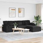 vidaXL Modulaire bank met voetenbank en kussens zwart, Huis en Inrichting, Zetels | Voetbanken en poefs, Verzenden, Nieuw