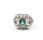 Ring Platina Smaragd - Diamant, Handtassen en Accessoires, Ringen, Nieuw