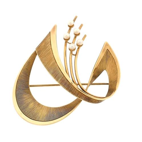 Gouden broche met parels | Vintage (gouden sieraden), Handtassen en Accessoires, Broches, Overige kleuren, Gebruikt, Met edelsteen