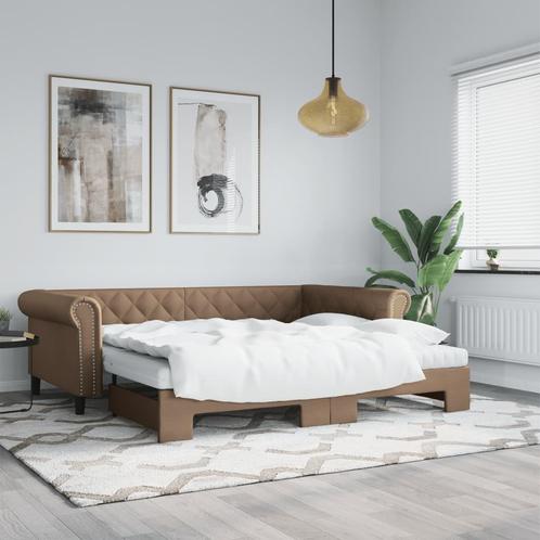 vidaXL Slaapbank onderschuifbed en matrassen 90x200 cm, Huis en Inrichting, Slaapkamer | Bedden, Nieuw, Verzenden