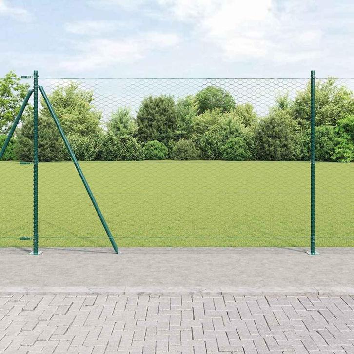 vidaXL Hek met Palen Groen 1.4 x 25 m PVC-gecoat staal, Tuin en Terras, Tuinhekken en Hekwerk, Nieuw, Verzenden