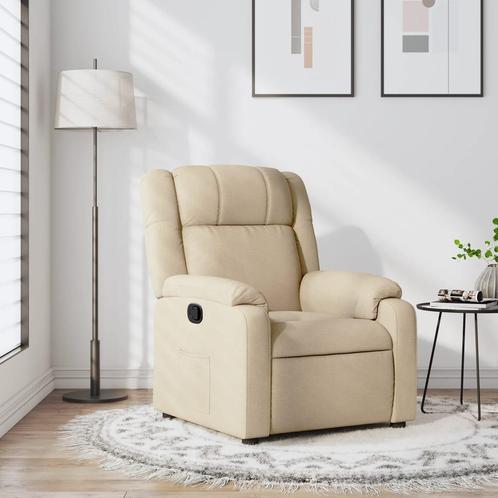 vidaXL Fauteuil verstelbaar stof crèmekleurig, Huis en Inrichting, Fauteuils, Nieuw, Verzenden