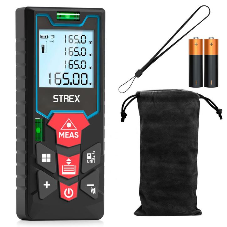Strex Laser Afstandsmeter 60m Bereik -Incl. Beschermhoes, Doe-het-zelf en Bouw, Meetapparatuur, Verzenden