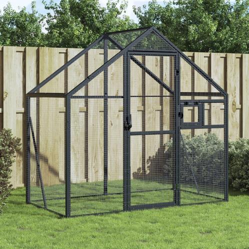 vidaXL Volière 179x100x185 m aluminium antracietkleurig, Dieren en Toebehoren, Vogels | Toebehoren, Nieuw, Verzenden