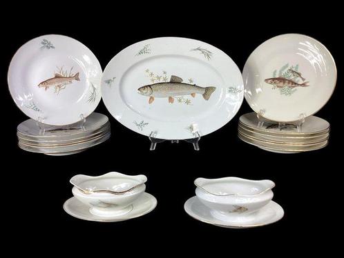 Richard Ginori - Service à poisson (15) - Or, Porcelaine, Antiek en Kunst, Antiek | Meubels | Tafels