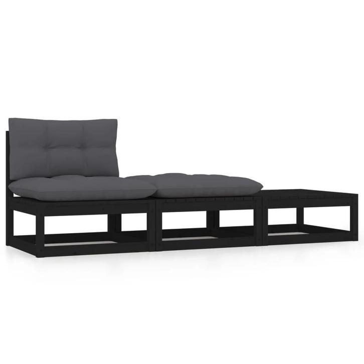 Loungeset Grenenhout Zwart | Retour Deal | 47% Korting!, Tuin en Terras, Tuinsets en Loungesets, Nieuw, Hout, Loungeset, Verzenden