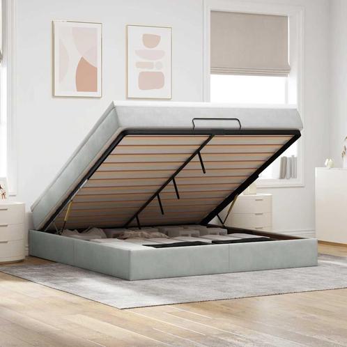 vidaXL Ottoman bed met matras 180x200cm fluweel lichtgrijs, Huis en Inrichting, Slaapkamer | Bedden, Nieuw, Verzenden
