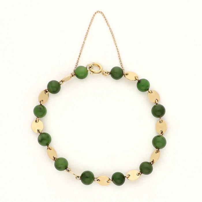 Armband - 14 karaat Geel goud Jade, Handtassen en Accessoires, Armbanden