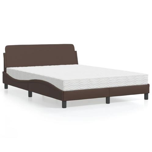 vidaXL Bed met matras kunstleer bruin 140x190 cm, Maison & Meubles, Chambre à coucher | Lits, Envoi