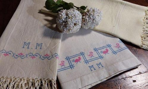 Handdoek (3)  - 120 cm - 75 cm, Antiek en Kunst, Antiek | Tapijten, Tafelkleden en Textiel