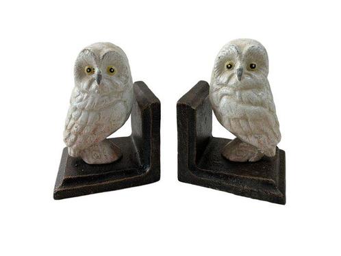 Set van twee gietijzeren uil beelden | boekensteunen -, Antiek en Kunst, Curiosa en Brocante