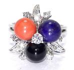 Ring - 14 karaat Witgoud Diamant (Natuurlijk)  - Onyx -, Handtassen en Accessoires, Nieuw