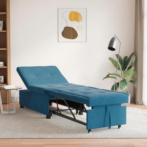 vidaXL Slaapbank 3-in-1 Uittrekbaar Ontwerp Blauwe Fluweel, Huis en Inrichting, Zetels | Zetels, Nieuw, Verzenden