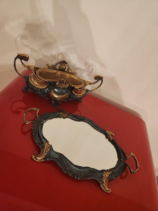 Jardinière (2) - Koud geverfd brons, Opaline glas -, Antiek en Kunst, Antiek | Overige Antiek