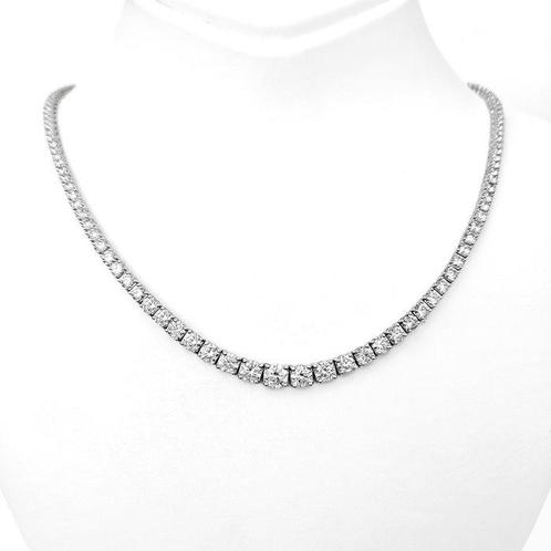 Halsketting - 14 karaat Witgoud, D-E/VVS -  11.01ct. tw., Handtassen en Accessoires, Kettingen