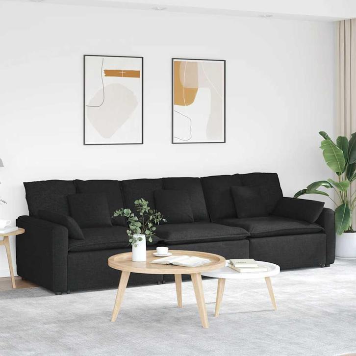 vidaXL Modulaire bank met kussens zwart, Huis en Inrichting, Zetels | Voetbanken en poefs, Nieuw, Verzenden