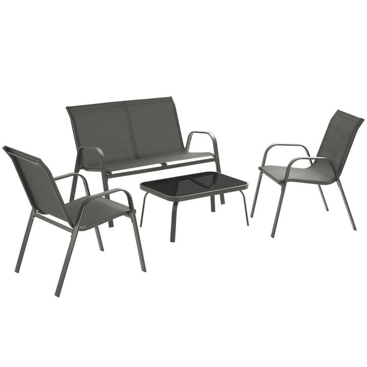 tectake Zitgroep Nora voor 4 personen, textilene-weefsel - a, Tuin en Terras, Tuinsets en Loungesets, Verzenden