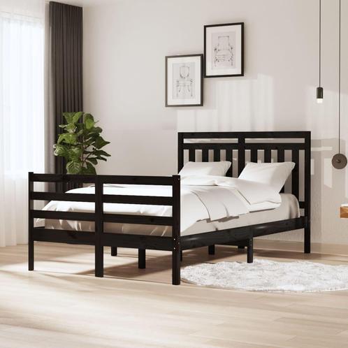 vidaXL Cadre de lit Noir Bois massif 120x200 cm, Maison & Meubles, Chambre à coucher | Lits, Neuf, Envoi