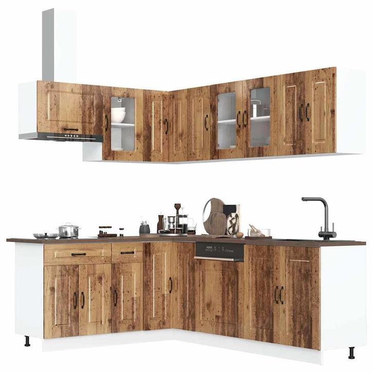 vidaXL 11-delige Keukenkastenset Kalmar bewerkt hout oud, Huis en Inrichting, Kasten | Overige, Nieuw, Verzenden