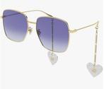 Gucci - Gold Blue Chain Pearl Heart Pendant 004 GG1031S -, Handtassen en Accessoires, Zonnebrillen en Brillen | Dames, Nieuw