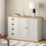 vidaXL Buffet avec tiroirs VIGO 113x40x75 cm blanc bois, Maison & Meubles, Neuf, Verzenden