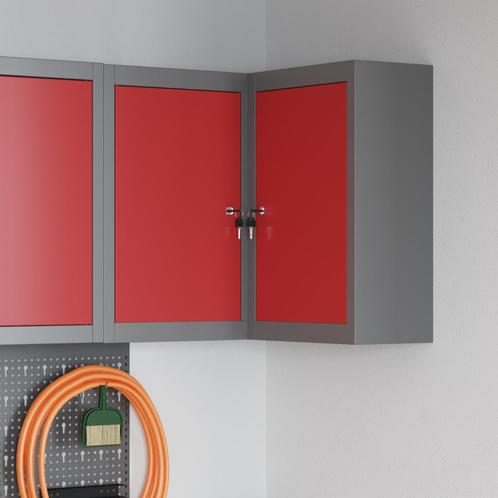 vidaXL Hoek Gereedschapskast Muurbevestigd en Slotbaar Rood, Doe-het-zelf en Bouw, Gereedschapskisten, Nieuw, Verzenden
