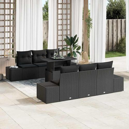 vidaXL Tuinbank Set met kussen met opslag 7 pcs Zwart 100 x, Tuin en Terras, Tuinsets en Loungesets, Nieuw, Verzenden