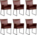 Set van 6 Cognac leren industriële eetkamerstoelen - Granada, Huis en Inrichting, Stoelen, Overige kleuren, Nieuw, Leer, Ophalen of Verzenden