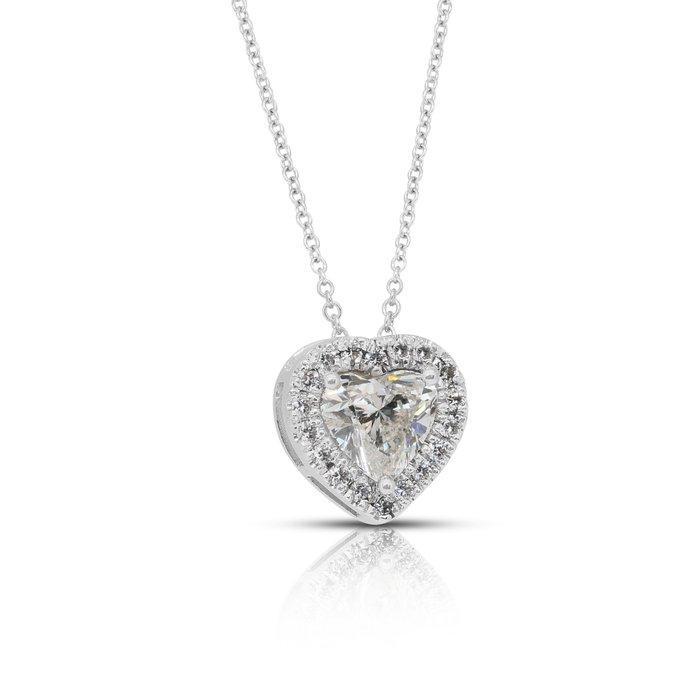 Ketting met hanger - 18 karaat Witgoud - 1.21ct. tw. Diamant, Handtassen en Accessoires, Antieke sieraden