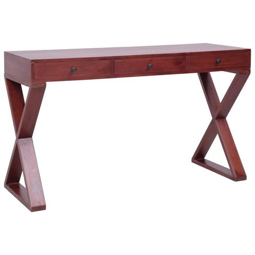 vidaXL Computerbureau 115x47x77 cm massief mahoniehout bruin, Huis en Inrichting, Bureaus, Nieuw, Verzenden