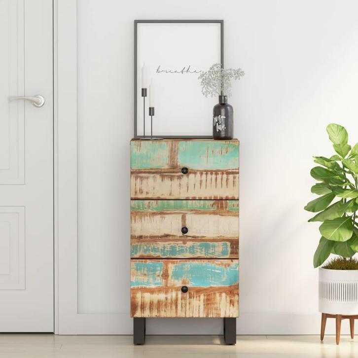 vidaXL Dressoir met 3 lades 40x33,5x75 cm massief gerecycled, Huis en Inrichting, Kasten | Dressoirs, Nieuw, Verzenden